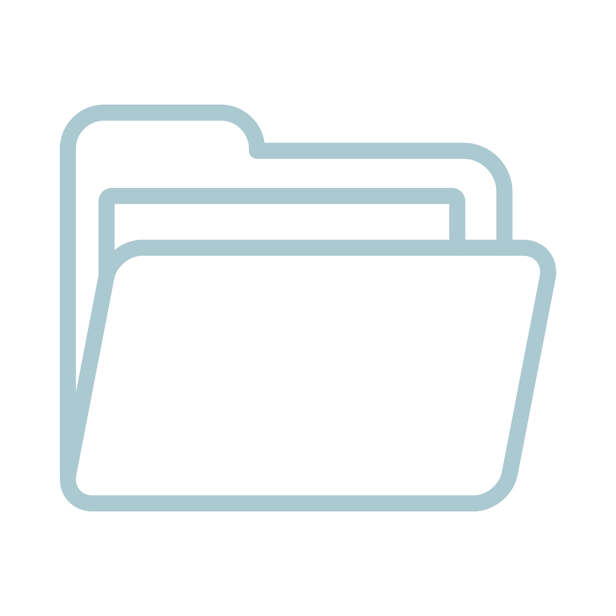 Illustration of a briefcase with a light blue outline on a black background.