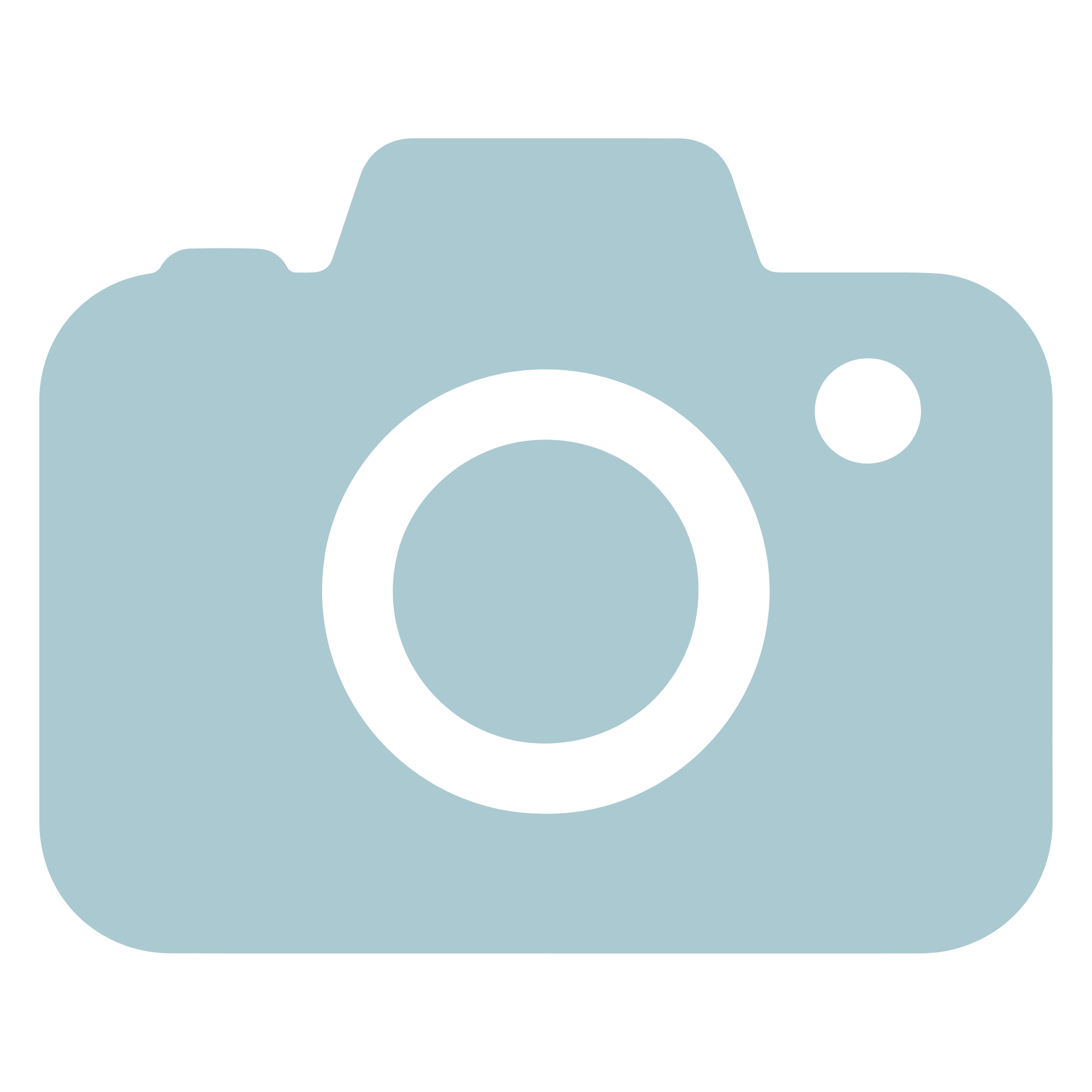A stylized light blue camera icon with a black background.
