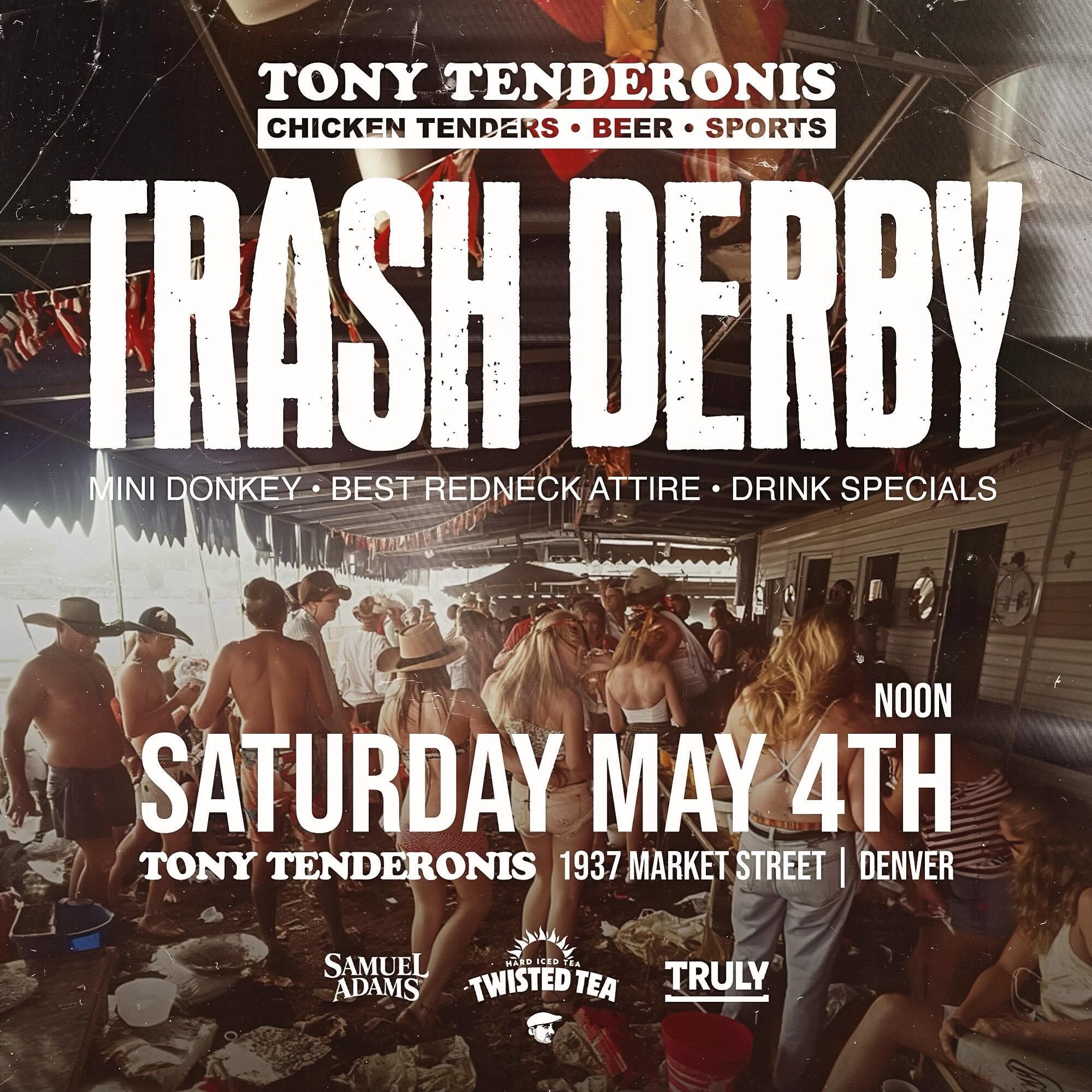 Gather &lsquo;round, y&rsquo;all! Tony Tenderonis&rsquo; Trash Derby is fixin&rsquo; to be a hoot&rsquo;nanny! Mini donkeys, the best darn redneck getups, and more giggles than a hen in a coop! Get your fill of chicken &lsquo;n&rsquo; beer specials a