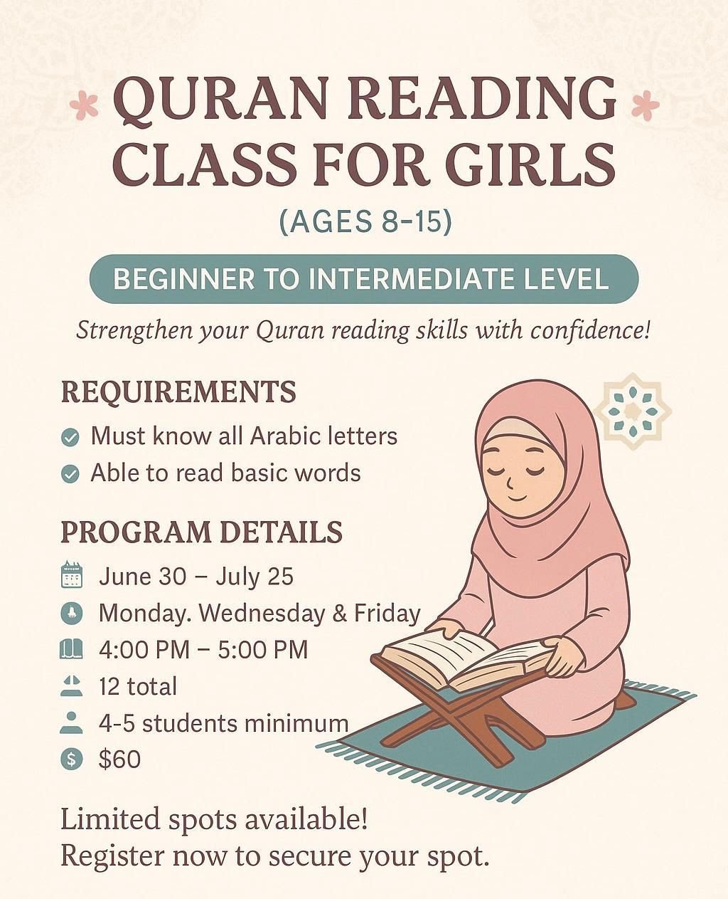 GIRLS QURAN READING CLASS