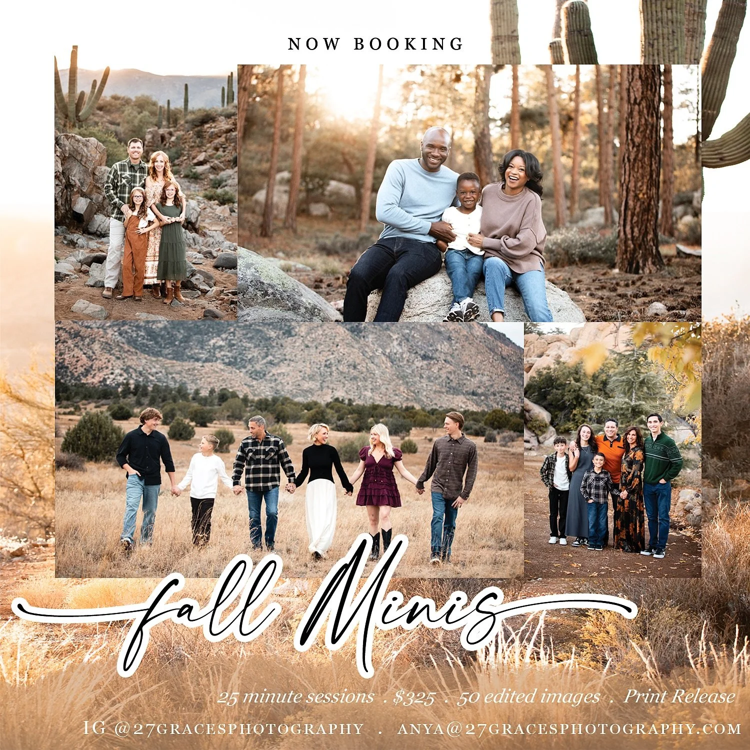 Fall minis are launched! PLEASE read for details, and for Sweet 16 Deals ✨

🍂 Use the link in bio to book any pre-organized mini session at 5 different locations/weekends this fall! If you need a different date and/or location, please reach out&hell