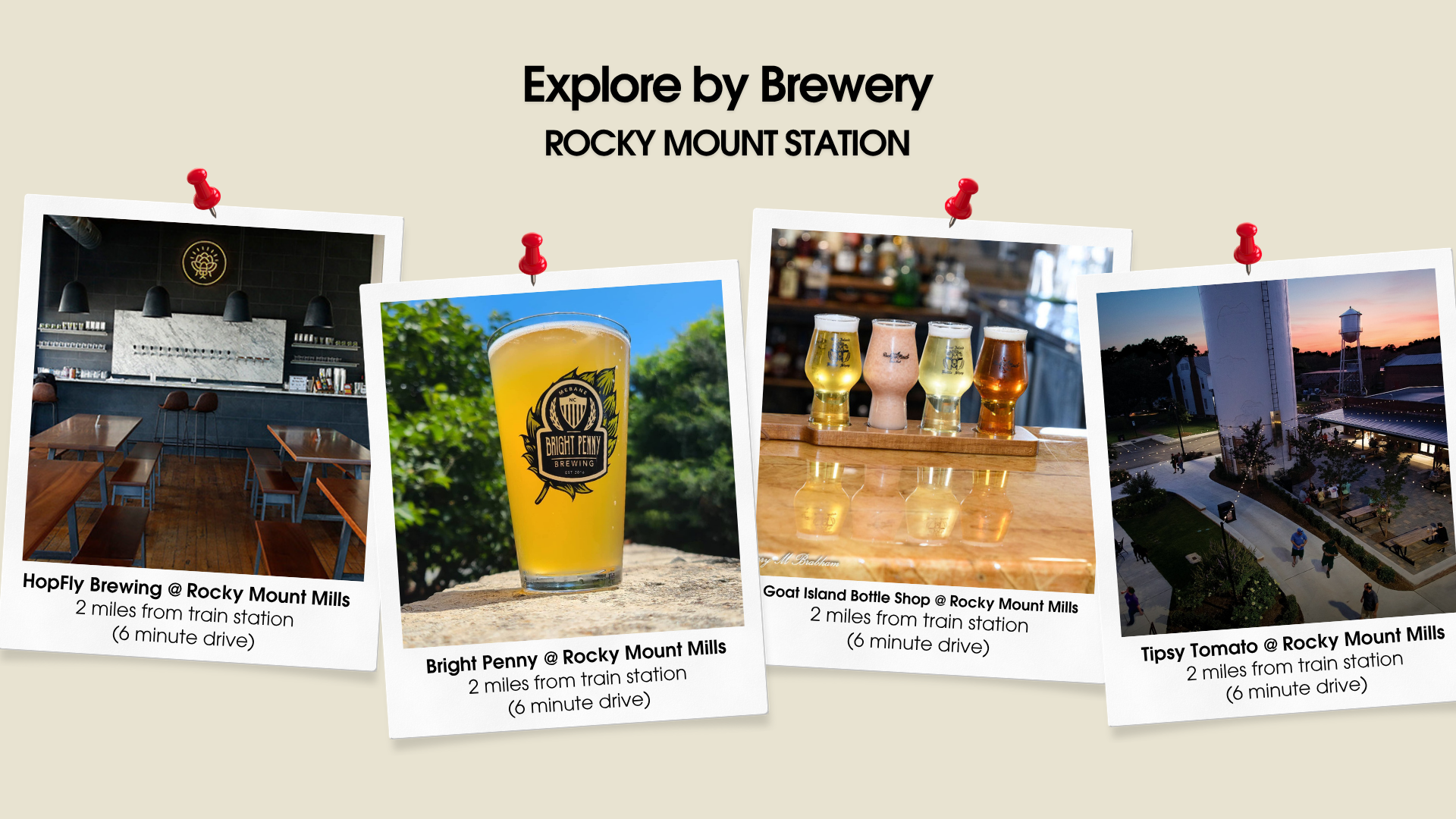 Rocky Mount Station slider with four breweries