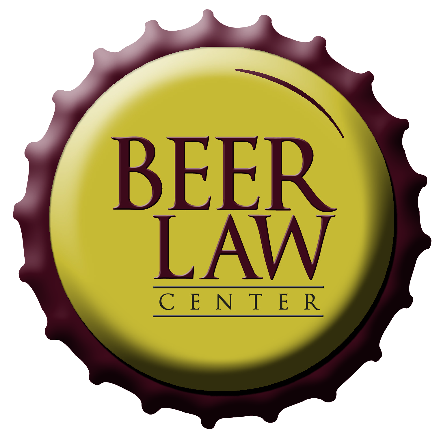 Beer Law Center Logo, gold and brown bottle cap