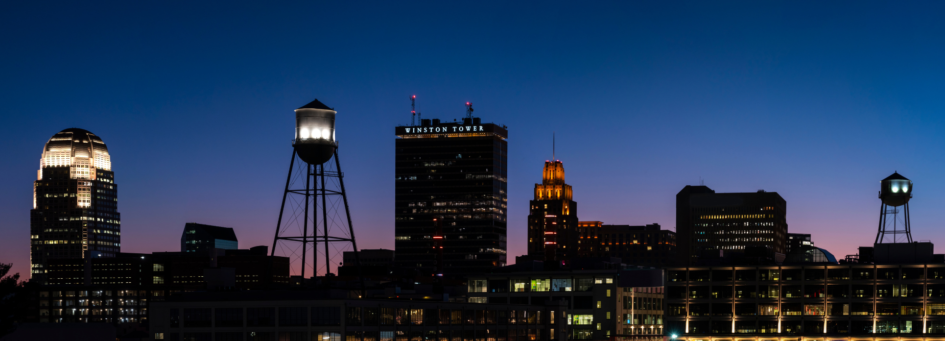 Winston-Salem skyline at night