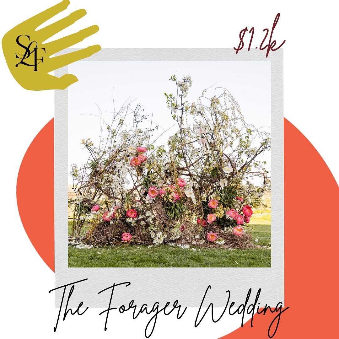 ENTER: THE FORAGER WEDDING 🌾🌿 
Starting at 1.2k 
.
The forager wedding allows us to wield our ethical foraging skills to bring you a wedding that feels elevated af while also mindful AF of the fact that we are living in a recession and we need some