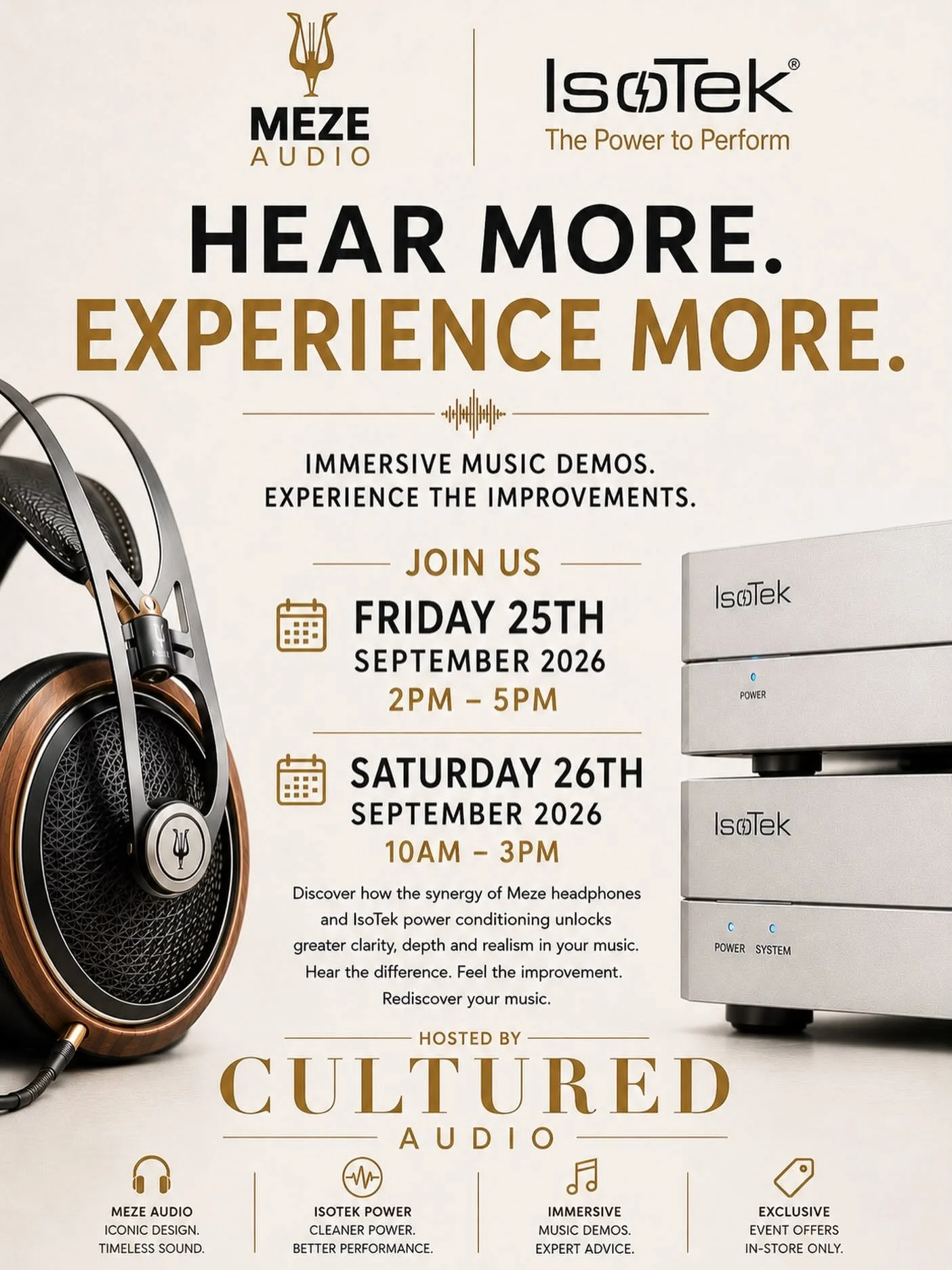 IsoTek &amp; Meze Audio Event Friday 25th &amp; Saturday 26th September