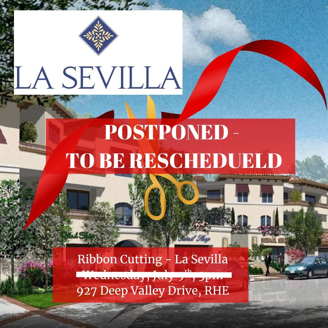 POSTPONED - La Sevilla Ribbon Cutting next week has been postponed. Stay tuned for the rescheduled date!
#pvpchamber #ribboncutting