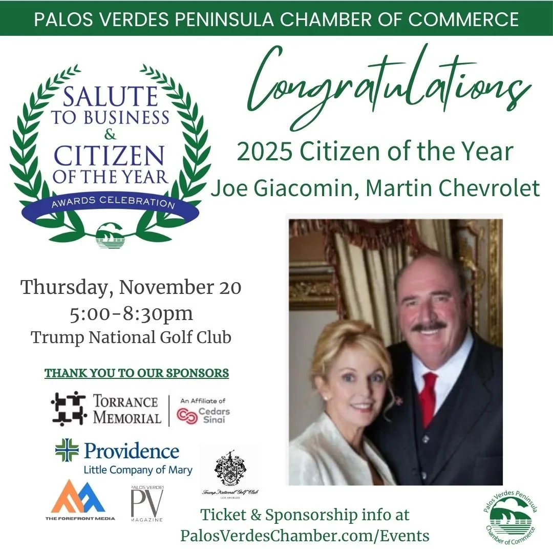 Meet our Citizen of the Year: Joe Giacomin! 🌟 A dedicated community leader whose impact reaches every corner of the Peninsula. Join us Nov. 20 as we celebrate his outstanding contributions.
Salute to Business & Citizen of the Year
Thursday, Nove