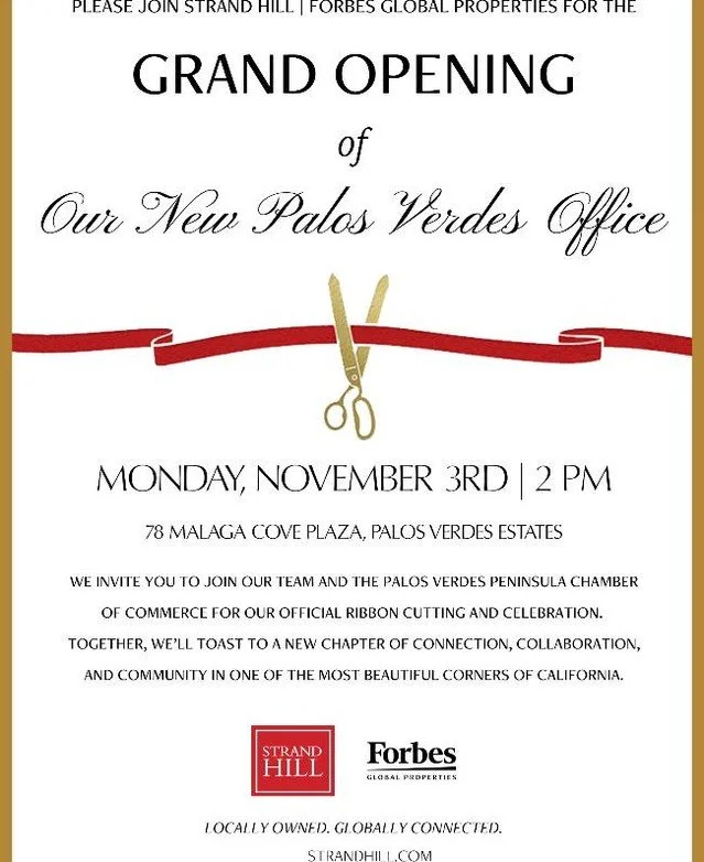 Join the Chamber in welcoming Strand Hill | Forbes Global Properties Grand Opening &amp; Ribbon Cutting
Monday, November 3rd, 2pm
78 Malaga Cover Plaza, PVE