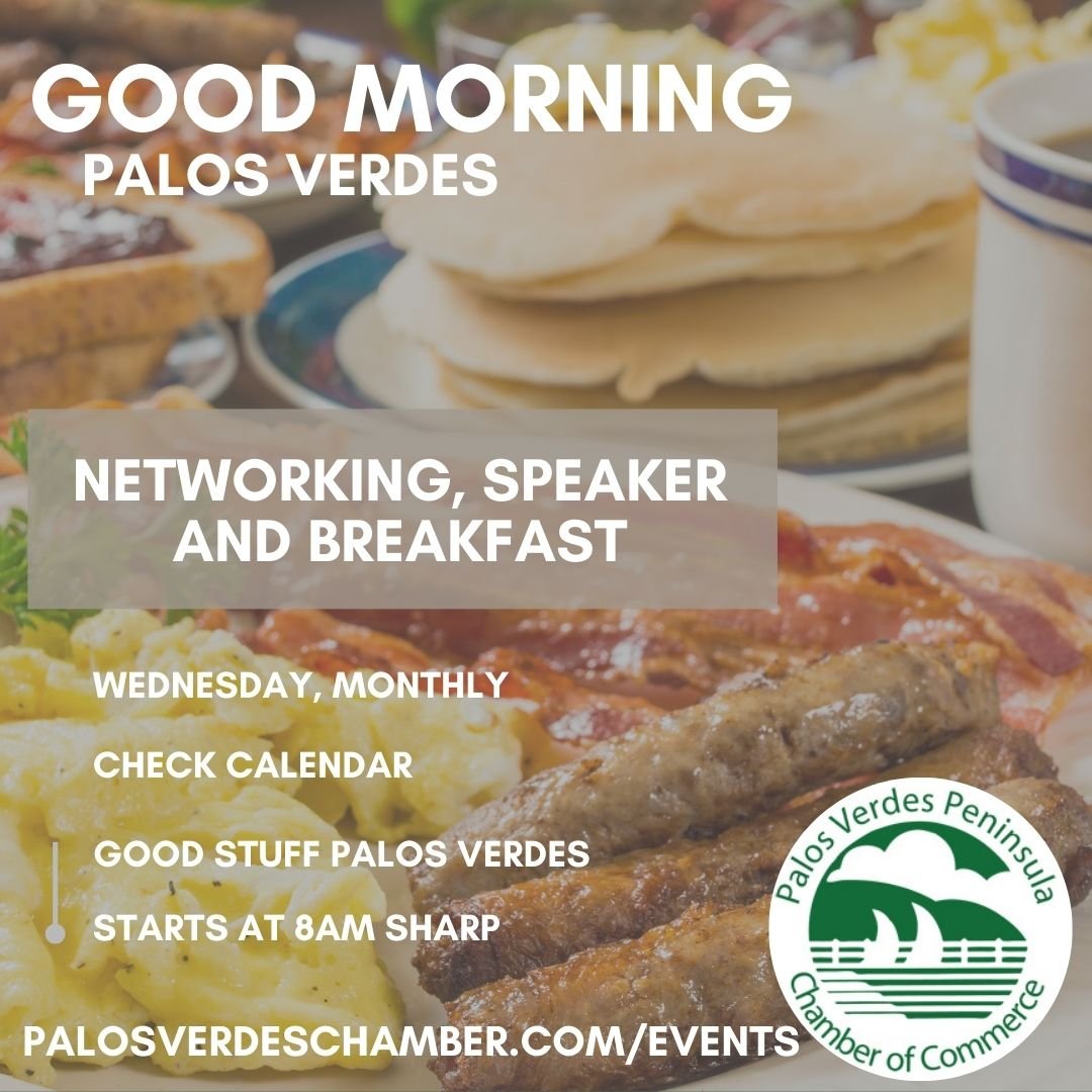 Network over breakfast ☕THIS WEEK!
Good Morning, Palos Verdes networking is Wed, Nov 5, 8&ndash;9:30am at Good Stuff (Promenade PV). 
Grab a seat, meet new contacts, and start the day strong. 
PLUS come learn about our upcoming Small Business Success