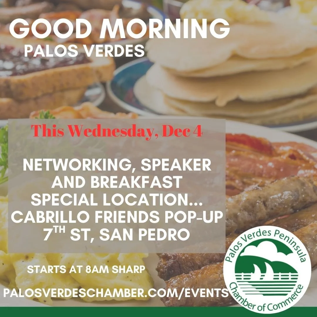 Start December with connection - Good Morning, Palos Verdes! Join us today for our monthly networking breakfast &mdash; a great way to kick off the final month of 2025 with fresh connections and big energy.
SPECIAL LOCATION - 
Cabrillo Aquarium Store
