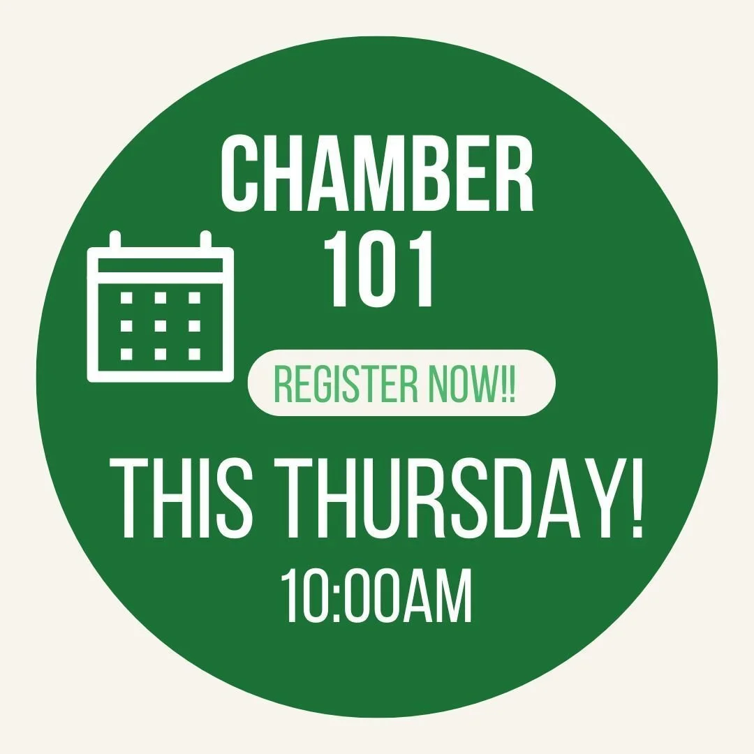 What are the benefits and how can the chamber help my business?
Oh let us count the ways!
Join us for Chamber 101 to learn how chamber membership can make an impact in your business. Already a member - learn how to take advantage of all the benefits.