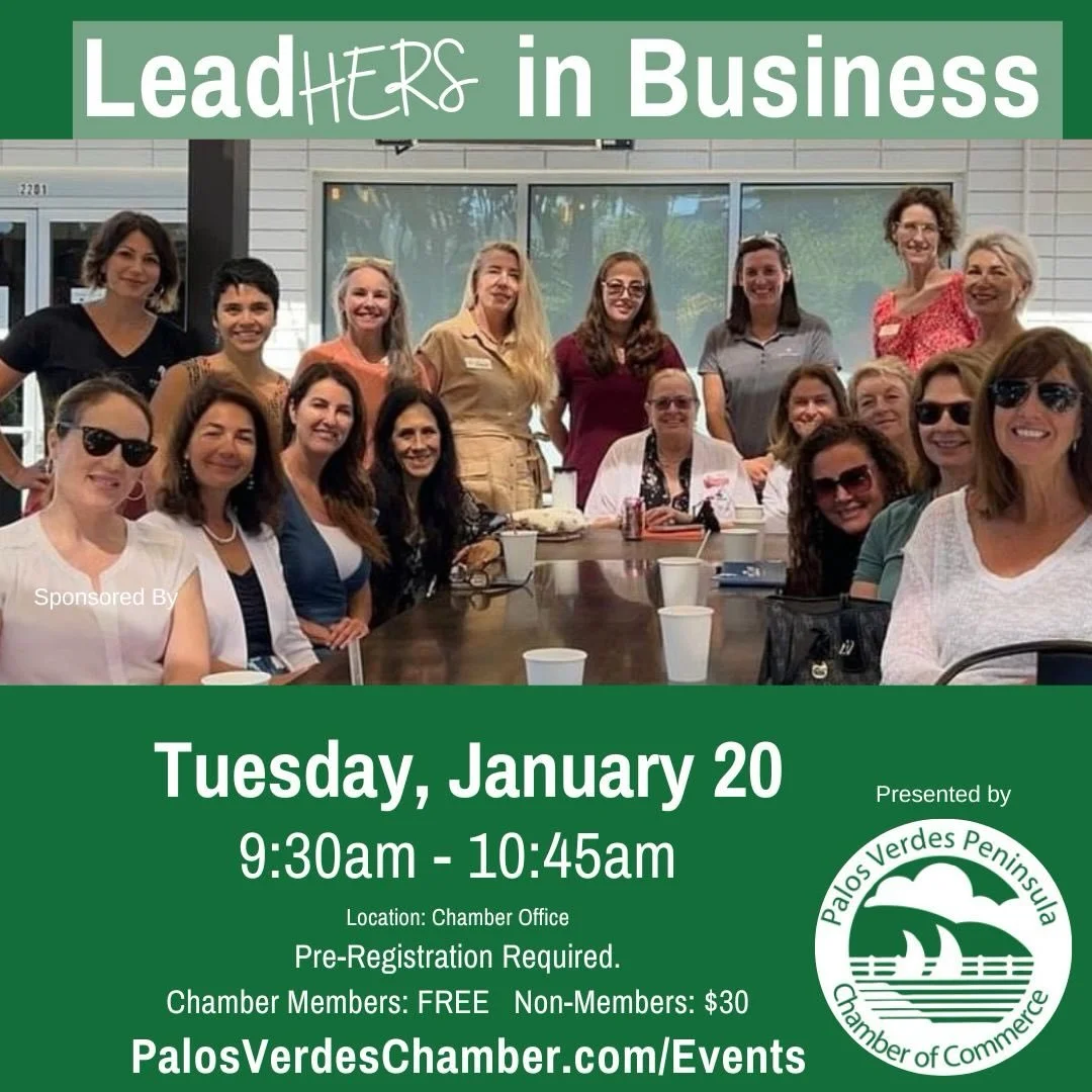 Ladies... tomorrow kicks off 2026 LeadHERS!
We'll network and talk goals &amp; intentions for Q1 and beyond!
9:30am-10:45
Location: Chamber office, 4040 Palos Verdes Drive North, Ste 205
Register today! https://business.palosverdeschamber.com/events/