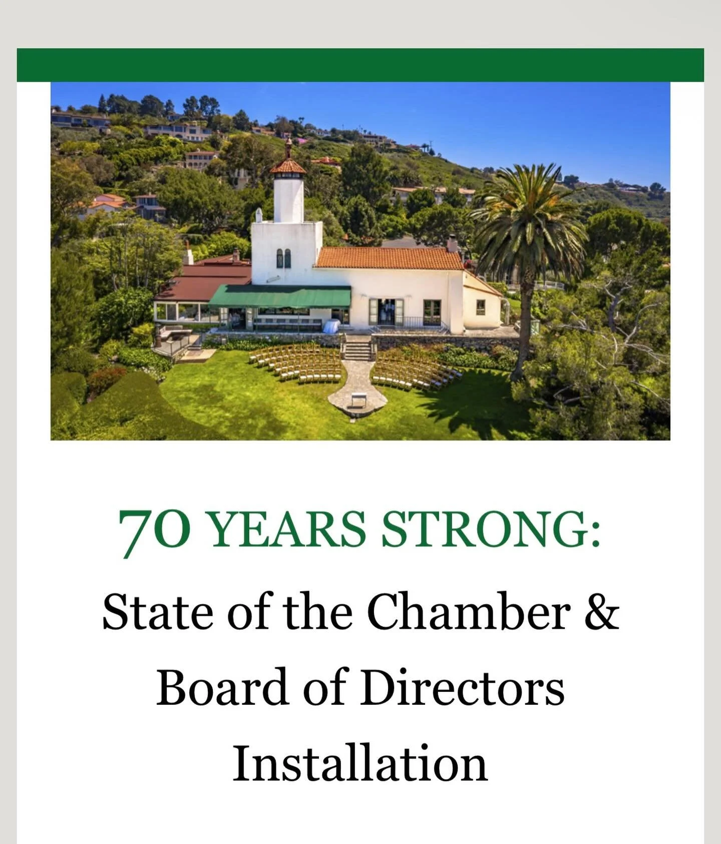 Please join us for one of the most pivotal events of the year as we officially kick off the Palos Verdes Peninsula Chamber of Commerce's 70th Anniversary Celebration! This networking breakfast is designed to connect, inform, and inspire as we kick of