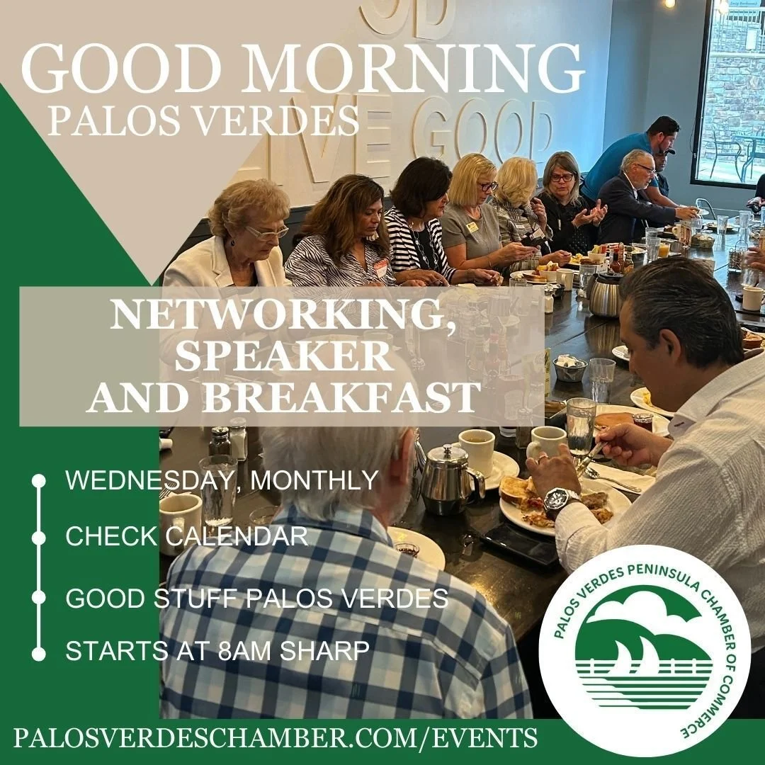 THIS WEDNESDAY!
Good Morning, Palos Verdes!
📆 Wed, Feb 4th
⏰ 8am SHARP
📍 Good Stuff Promenade PV
Register here: https://business.palosverdeschamber.com/events/details/good-morning-palos-verdes-networking-2026-17845?calendarMonth=2026-02-01