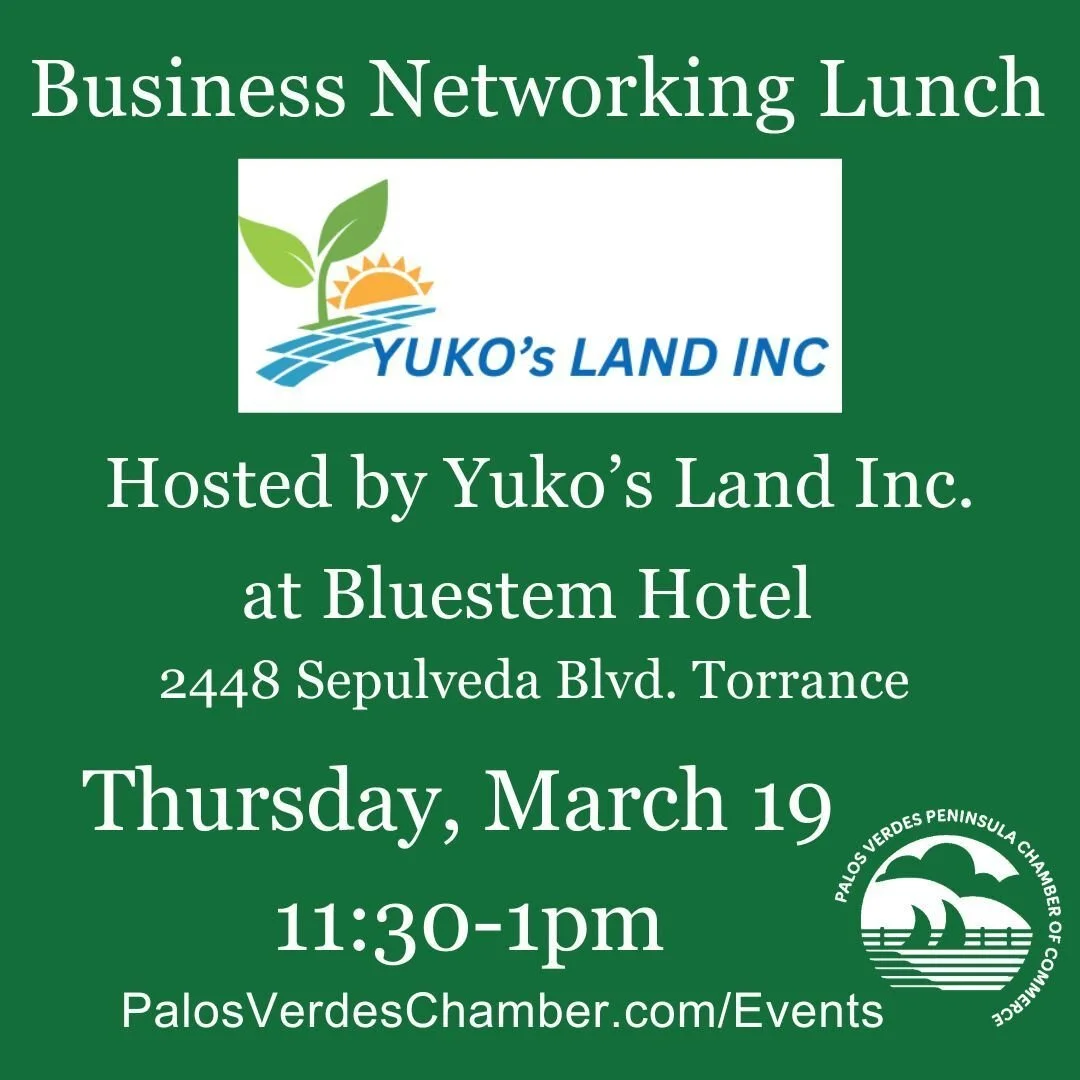 Join us for one and a half hours of power networking, member and guest introductions, and special recognition of new members and member anniversaries. 

📆 Thursday, March 19
🕰️ 11:30am - 1pm 
🔗  https://business.palosverdeschamber.com/events/detai