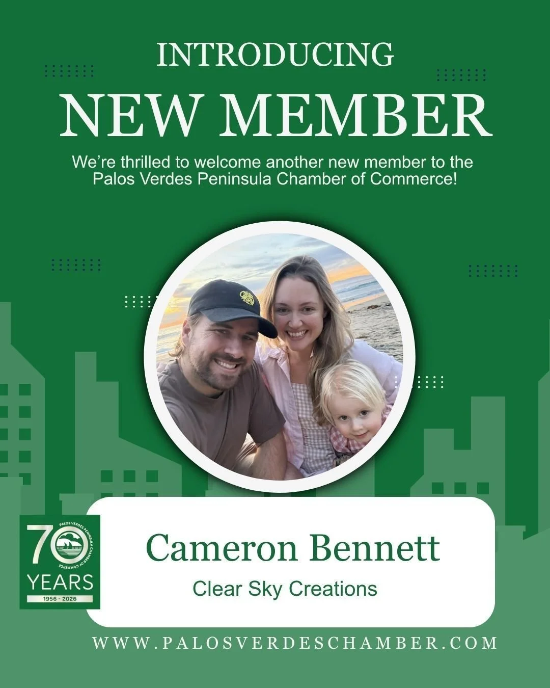 Please join us in welcoming Cameron Bennett of Clear Sky Creations as a new member of the Palos Verdes Peninsula Chamber of Commerce!

Clear Sky Creations helps small businesses and organizations create social media content that tells their story and