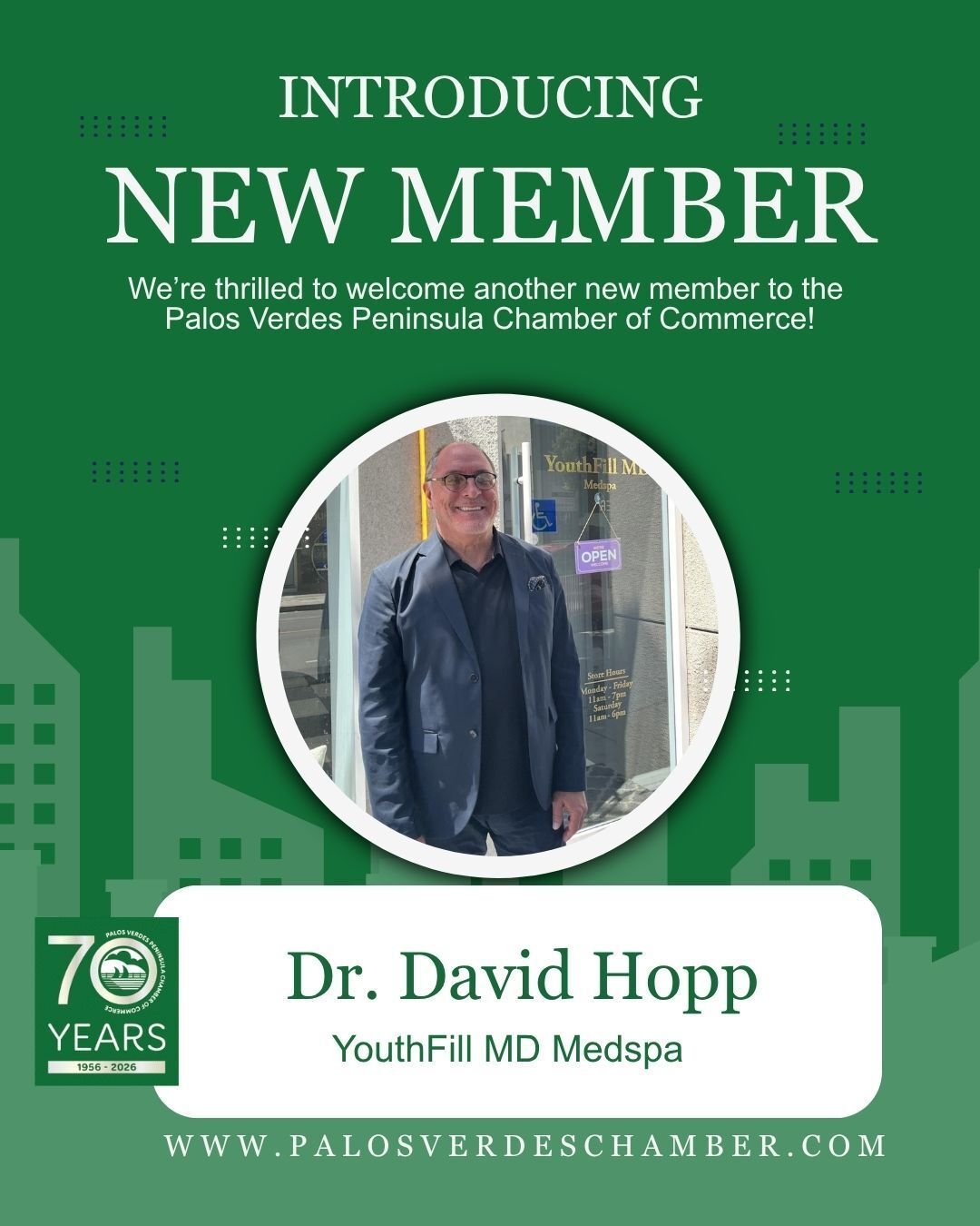 Welcome new Palos Verdes Peninsula Chamber of Commerce member Dr. David Hopp, Beverly Hills Plastic Surgeon, and owner of YouthFill MD Medspa, a team of aesthetic experts offering treatments that are accessible, convenient with superior results. They