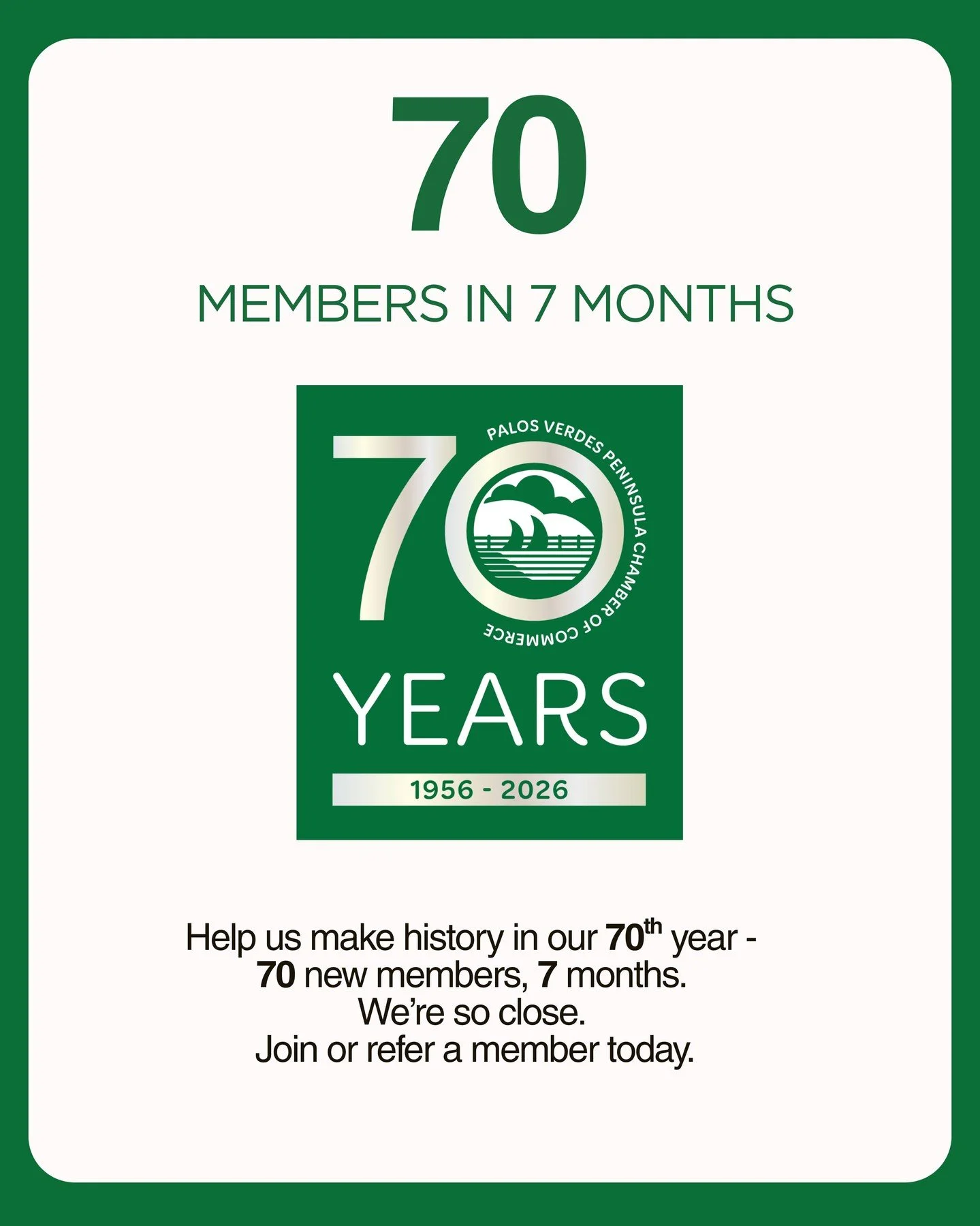 We're on a mission. 🎉

70 new members in 7 months &mdash; in our 70th year. It's the kind of milestone that only happens once, and we'd love you to join us.

So far in 2026, we've welcome 43 new members and we're just 27 away from making history. Jo