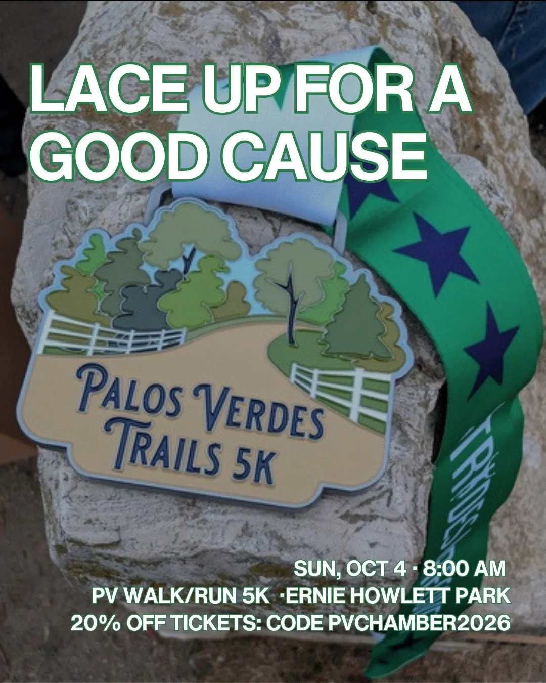 Join the PVP Chamber Team for the PV Trails 5K Walk/Run in support of Strides In Recovery 🏃 

This route takes you through some of the Peninsula's most beautiful trails: shaded eucalyptus groves, well-groomed horse trails, and gently rolling hills. 