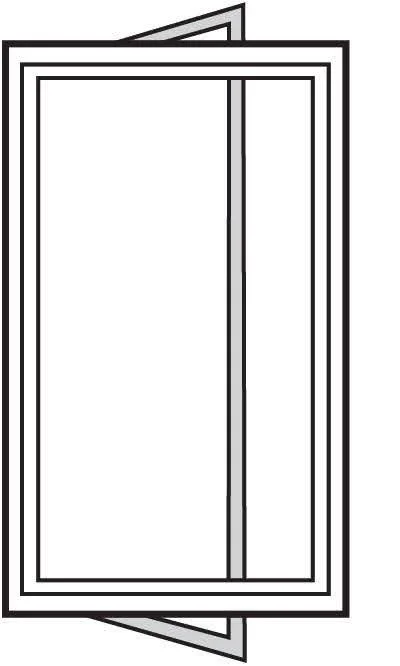 A simple line drawing of a folding window or door with multiple panels