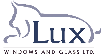 Lux Windows and Glass Ltd logo with a stylized fox head and company name in blue and black text
