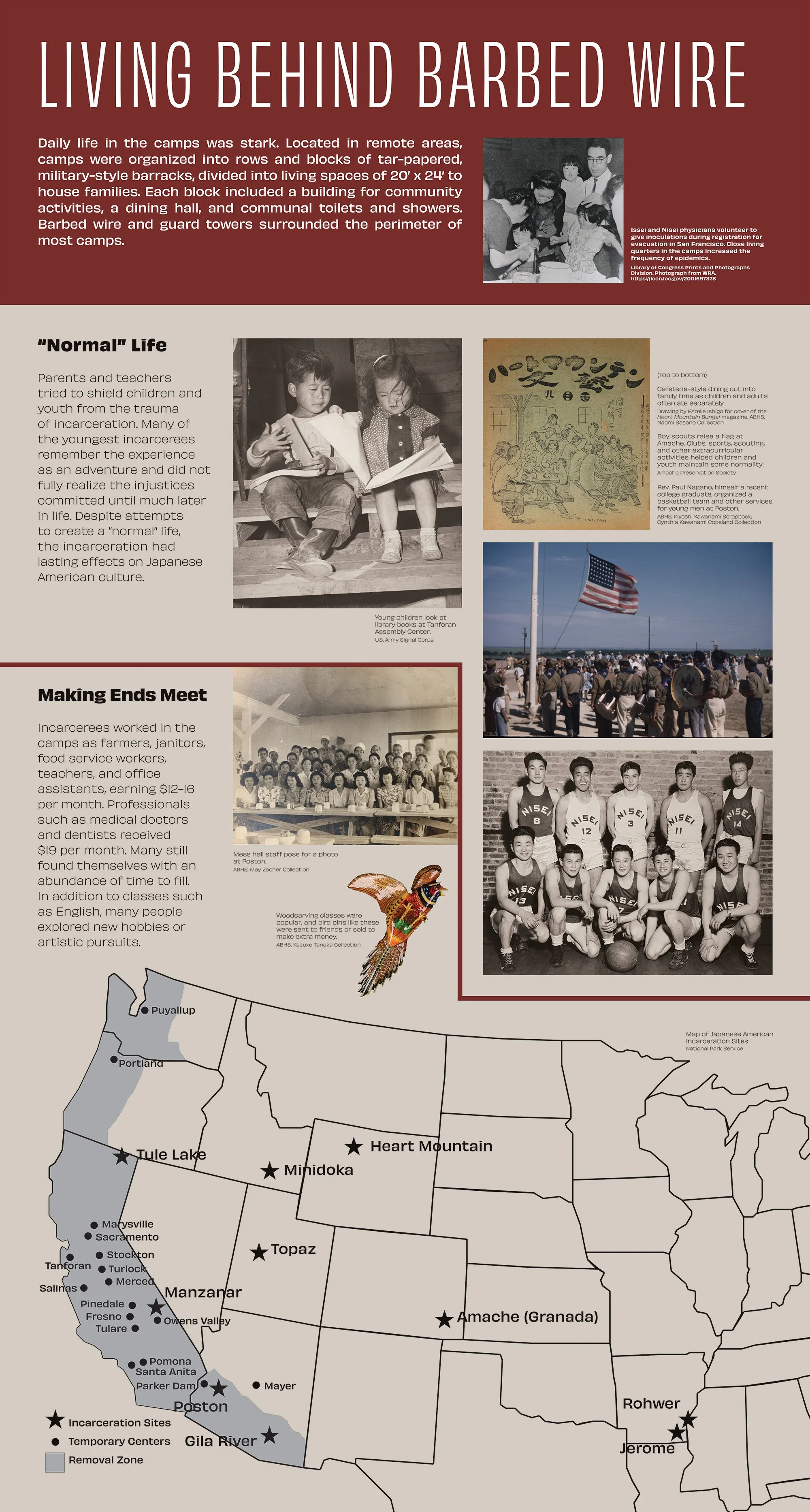Living Behind Barbed Wire Panel.
Image Credit: American Baptist Historical Society