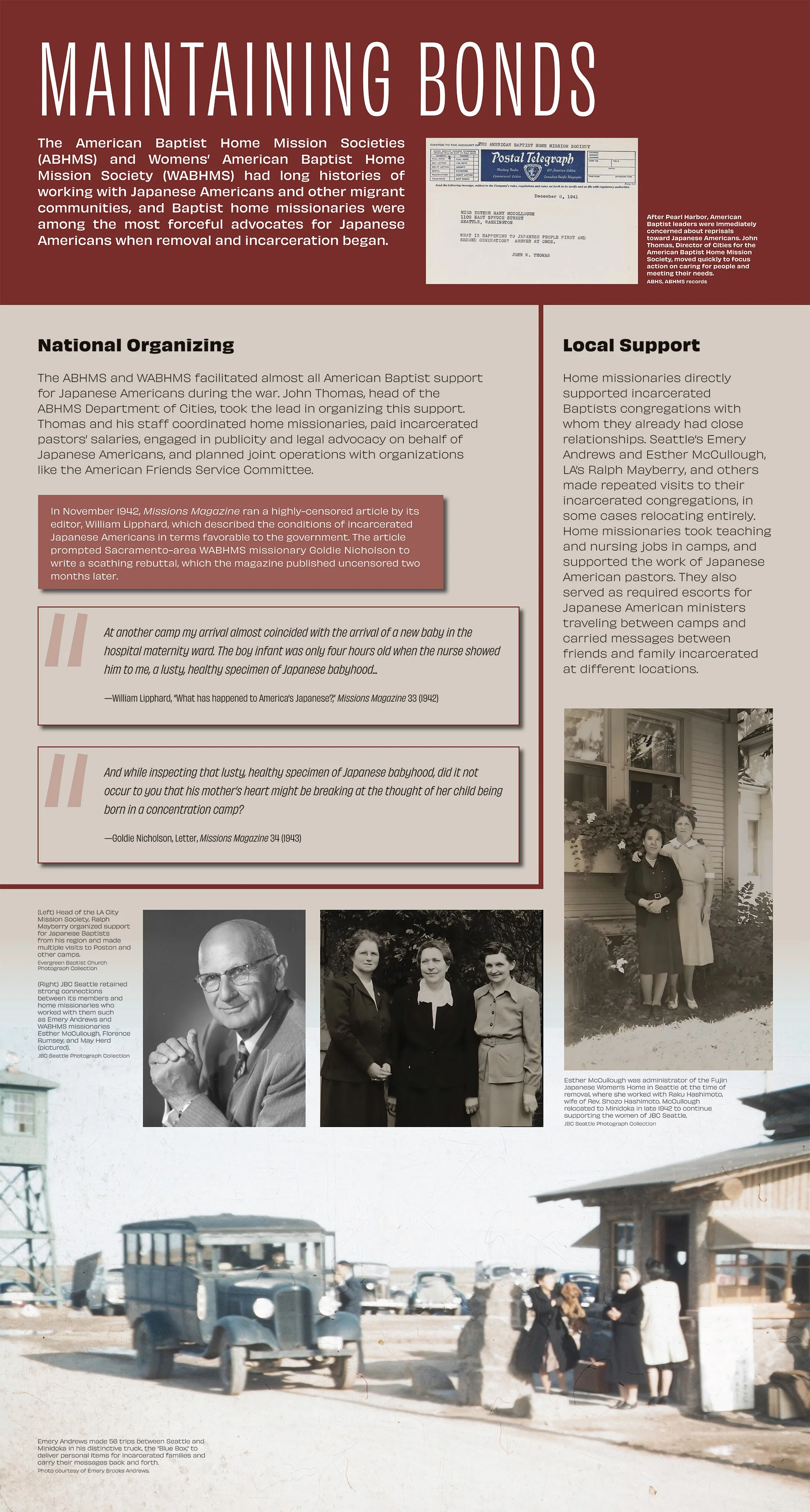 Maintaining Bonds Panel.
Image Credit: American Baptist Historical Society