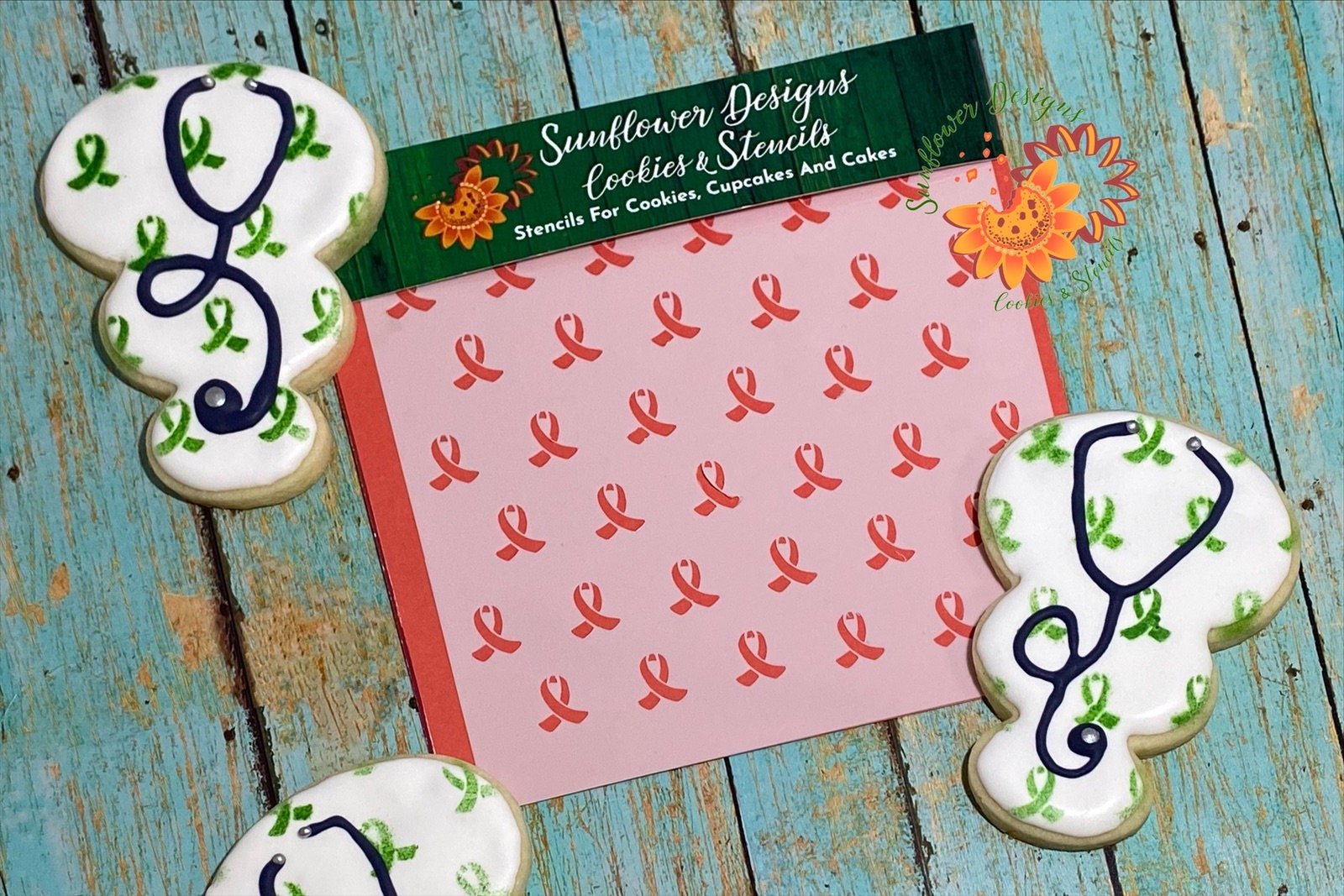 Small Cancer Ribbons Stencil