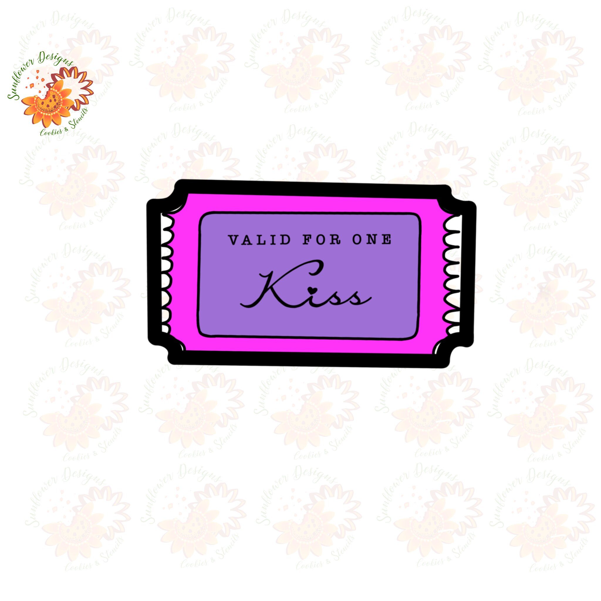 Ticket "Valid For One Kiss" Cookie Cutter
