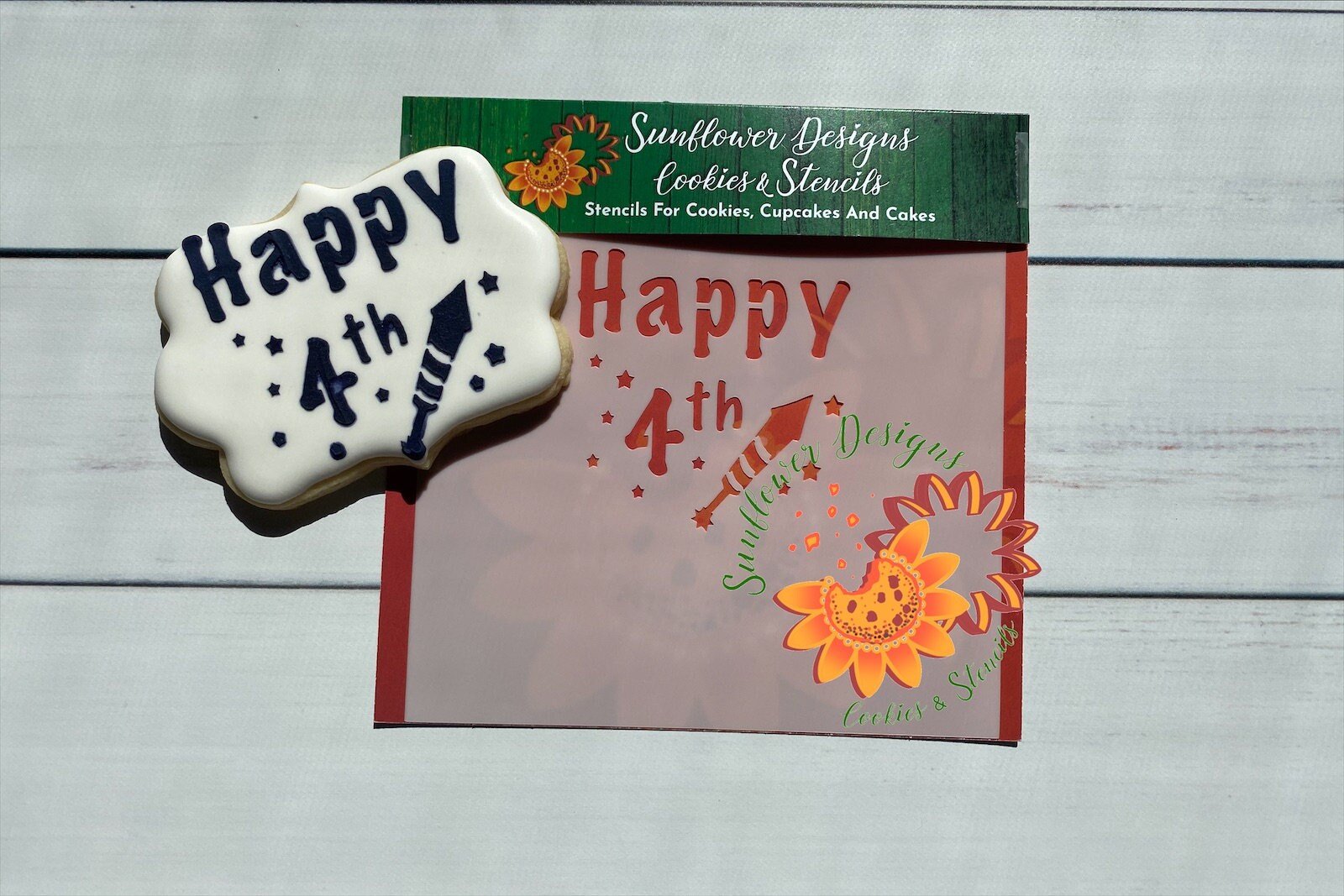 Happy 4th with Fireworks Stencil Cookie Stencil