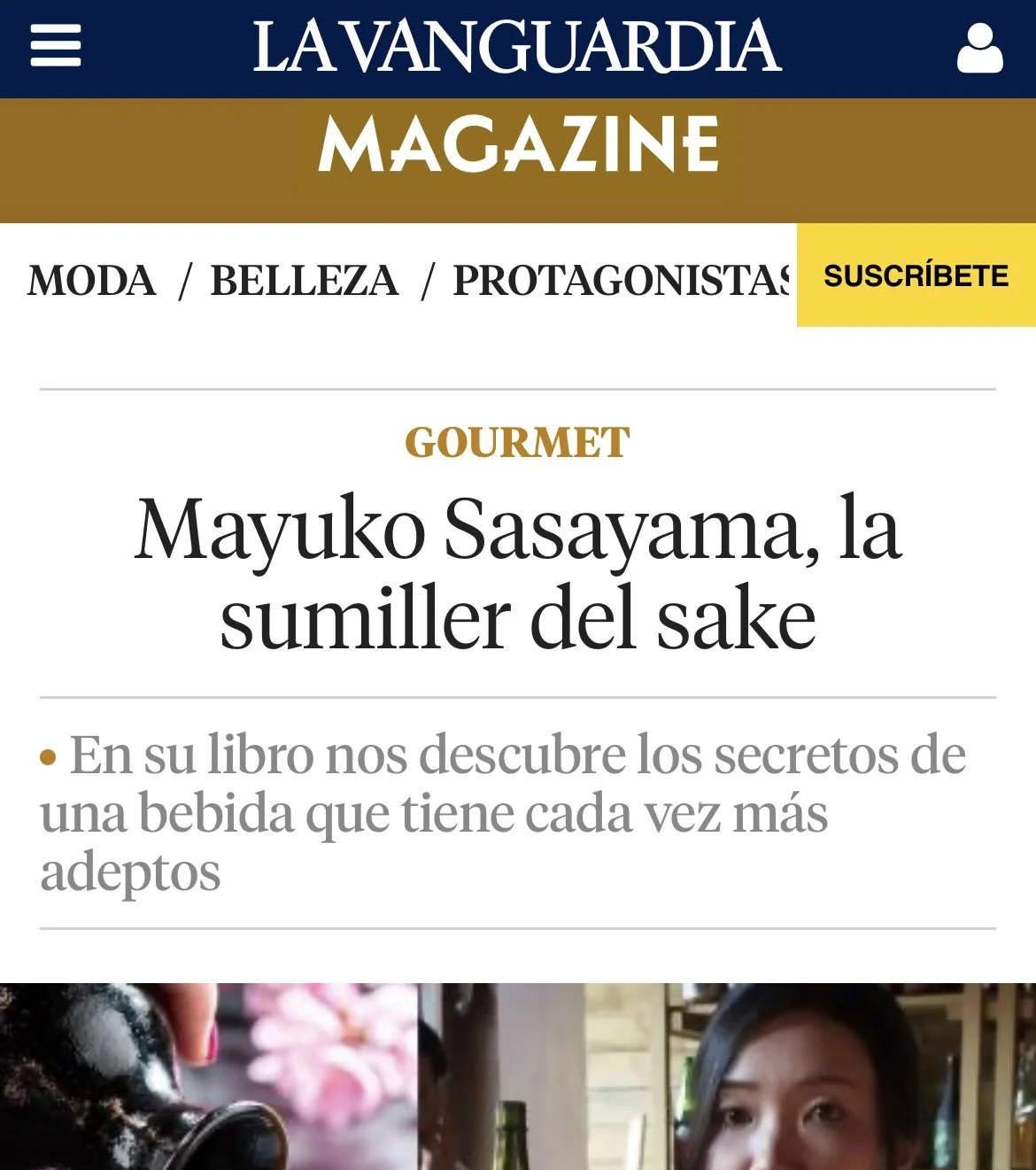 La Vanguardia: Mayuko Sasayama, la sumiller del sake