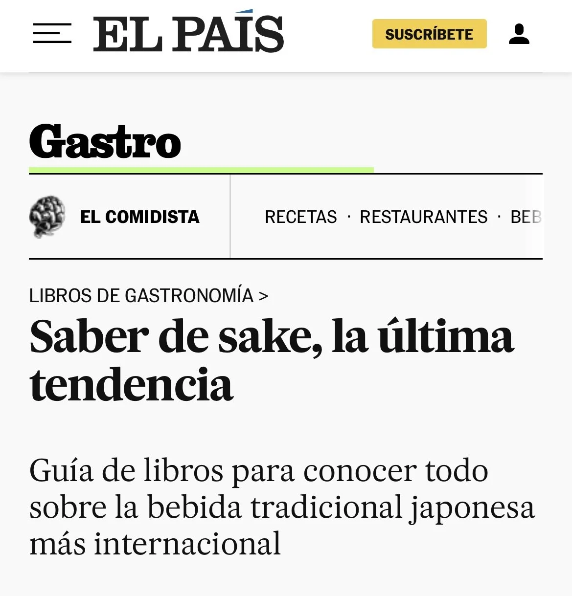 EL PAÍS GASTRO: Saber de sake, la última tendencia