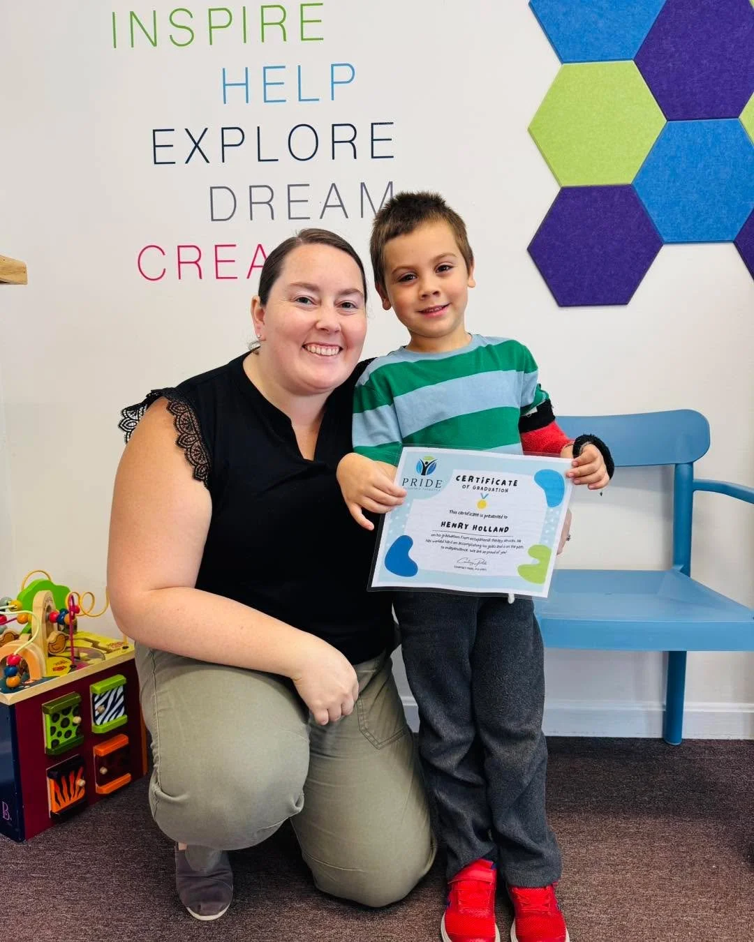 🎉👏 We are so proud to celebrate Henry today as he graduates from occupational therapy!

Henry has worked so hard, shown amazing perseverance, and made so much progress along the way. Watching his growth and seeing him reach his goals has been such 