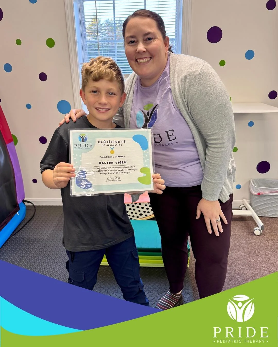 🎉OT Graduation Spotlight! 🌟
Earlier this month we celebrated one of our standout kiddos - a true sports superfan who brought game-day energy to every OT session! ⚽️🏀🏈

We are so proud of your Dalton! Keep chasing your goals - and don&rsquo;t forg