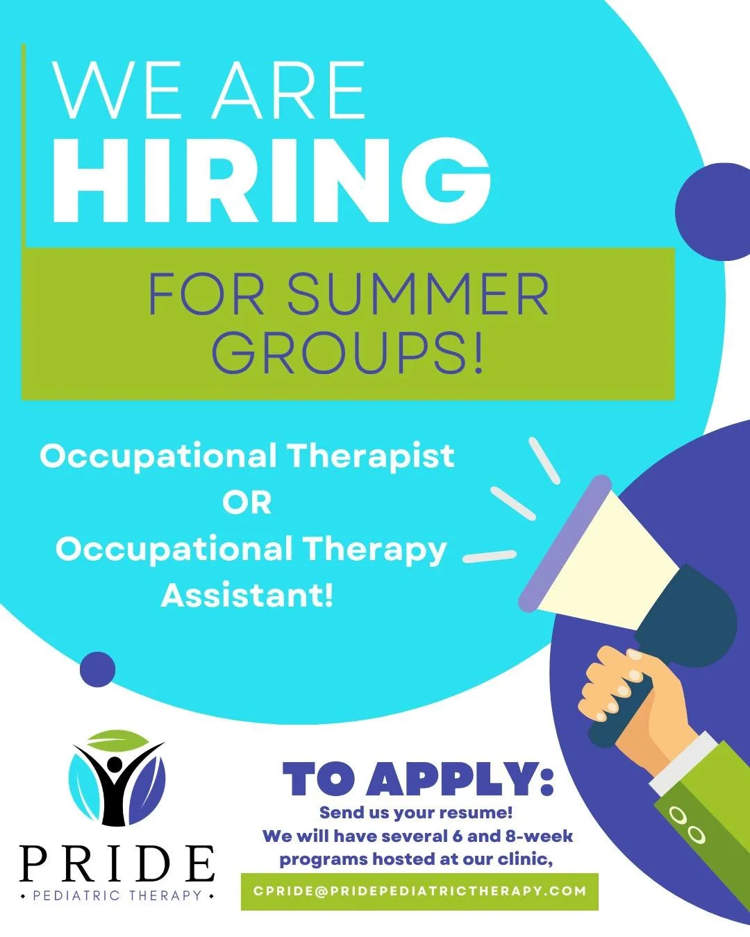 Join Our Summer Team at Pride Pediatric Therapy! 🌞 
Are you a school-based Occupational Therapist (OT) or Occupational Therapy Assistant (OTA) with some extra time this summer? Or a new grad looking to gain hands-on pediatric experience? We&rsquo;d 