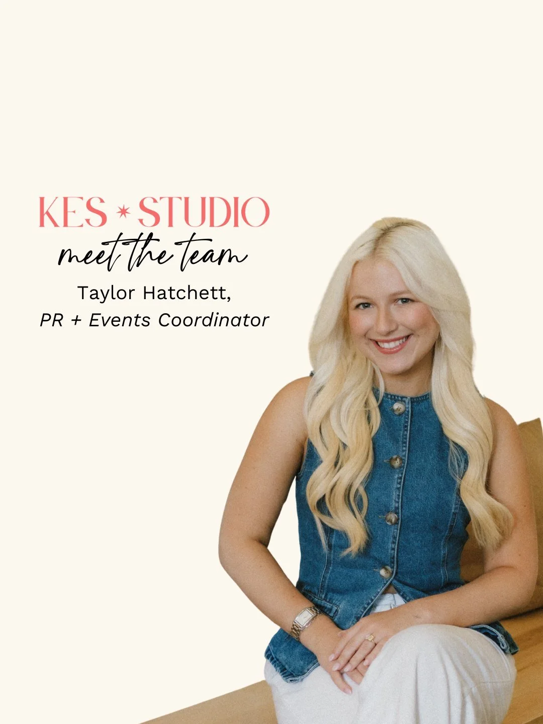 Meet the KES team 💕 Taylor has been with us for almost a year and supports all KES clients on PR + Events. From planning our annual client events (pop-ups to full-scale festivals) to spending lots of mornings at our local news stations 🗞🎥, she bal