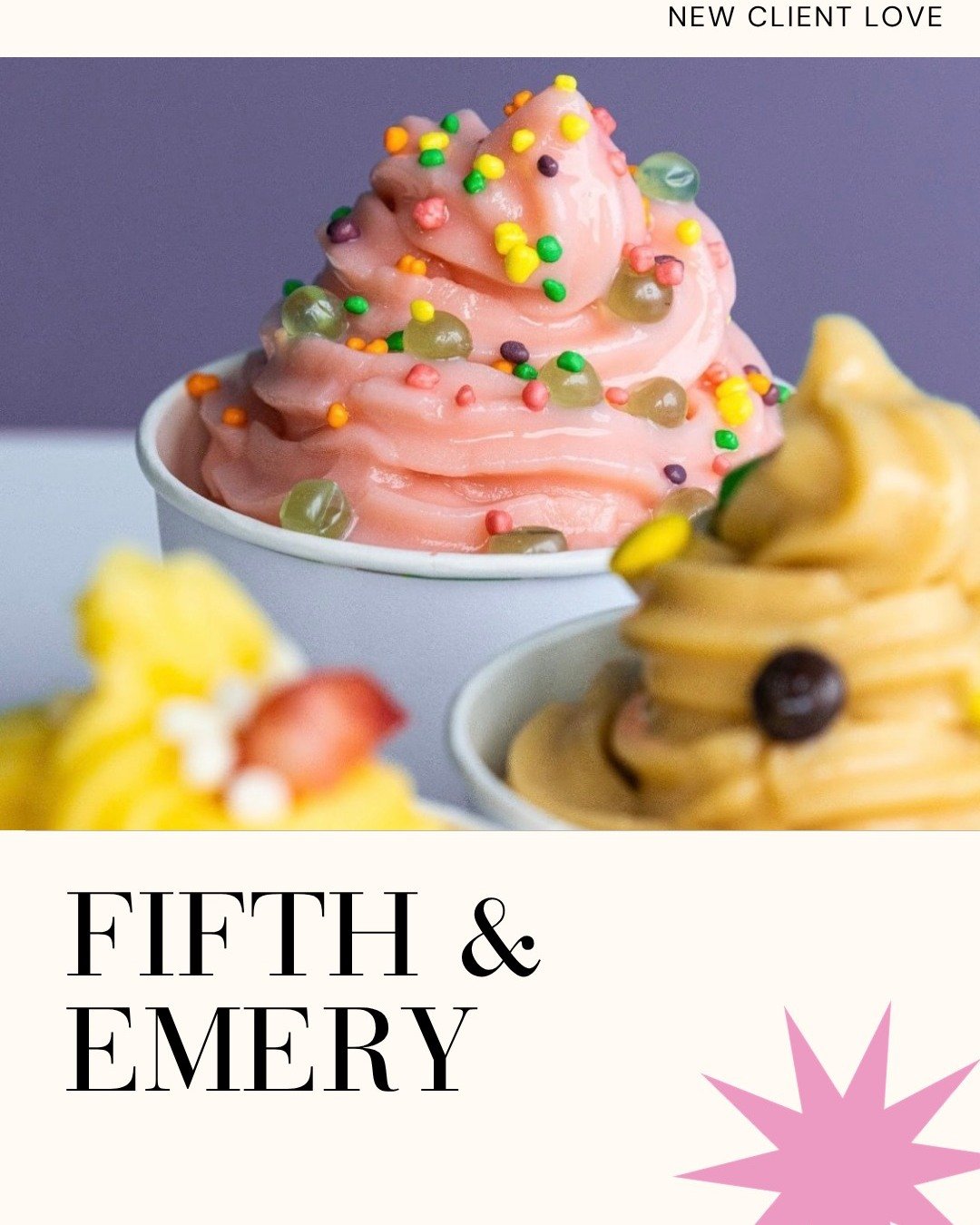 Client Love💕 We scooped up @fifthandemery back in February and haven&rsquo;t stopped mixing up the social magic since&hellip;think brighter branding, sweeter content, and a feed that makes you crave froYo at 10am!

From playful promos to scroll-stop