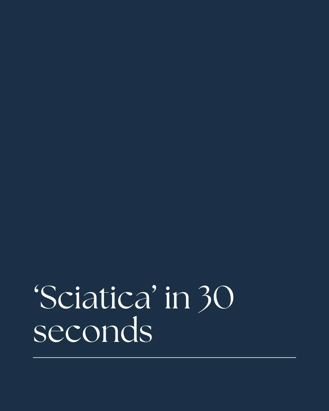 Sciatica explained in 30 seconds ⏱️

Sciatica isn&rsquo;t actually a diagnosis &mdash; it&rsquo;s a description of symptoms.

It refers to pain, pins &amp; needles, numbness or weakness that travels from the lower back or pelvis, down into the leg or