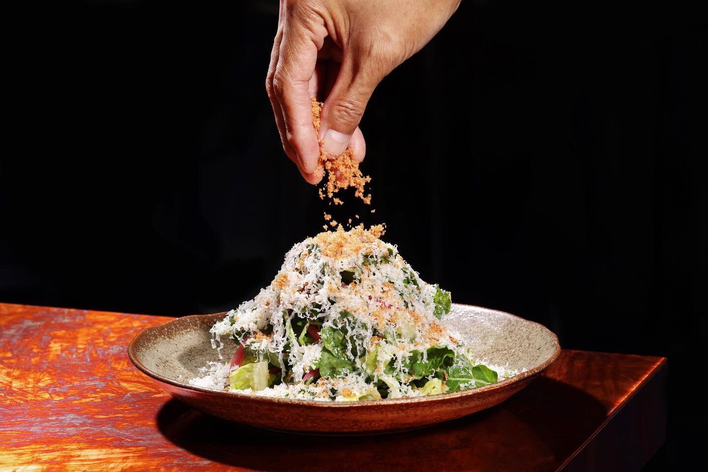 Chef&rsquo;s 🥗- our take on the American classic sans the hard boiled eggs and deli meats. For this version, we toss baby kale and romaine with lemon miso vin &amp; nama panko breadcrumb. Finished off with a mountain of pecorino pepato 🧀 and a hand