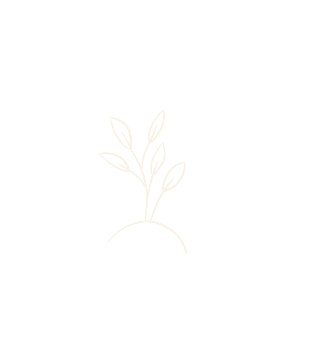 Hand drawn line art illustration of a group of leaves on a plant