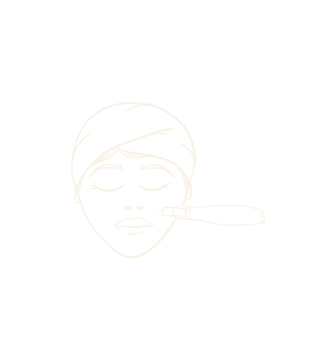 Hand drawn line art illustration of a woman getting microneedling 