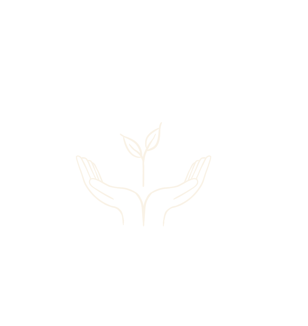 hand drawn illustration of two hands cradling a botanical