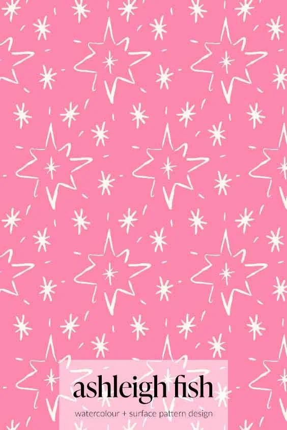 Pink background with white star pattern design