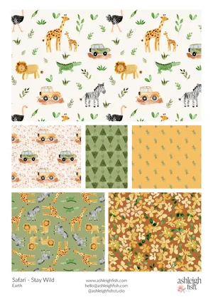 Safari watercolor pattern collection