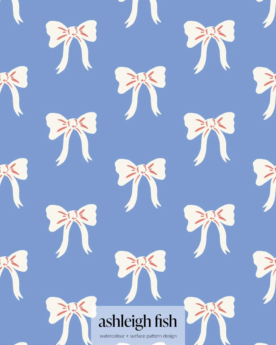 Pattern with white bows on blue background