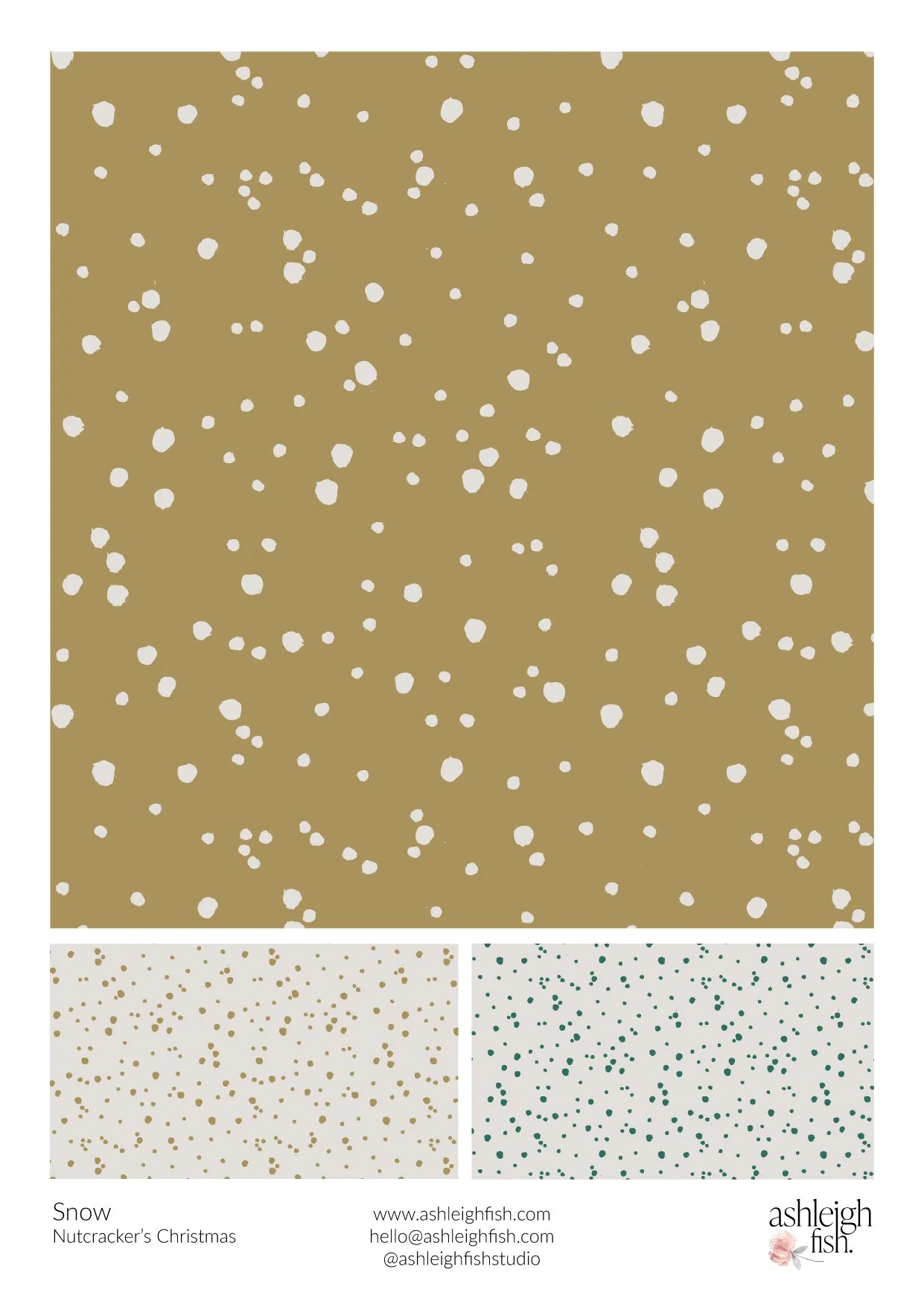 Pattern design with dot motifs in brown, white, and teal color variations.