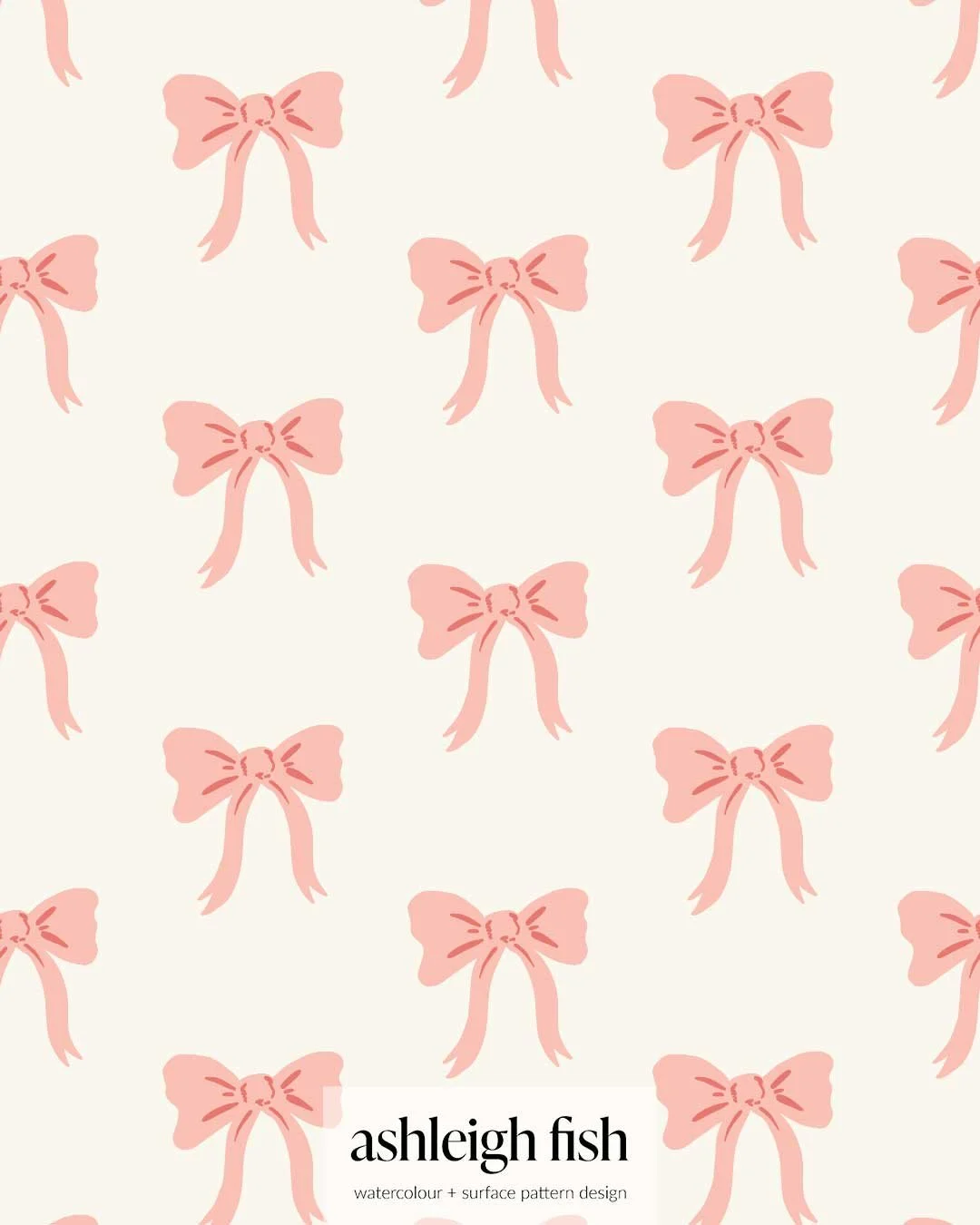 Pattern of pink bows on a light cream background.