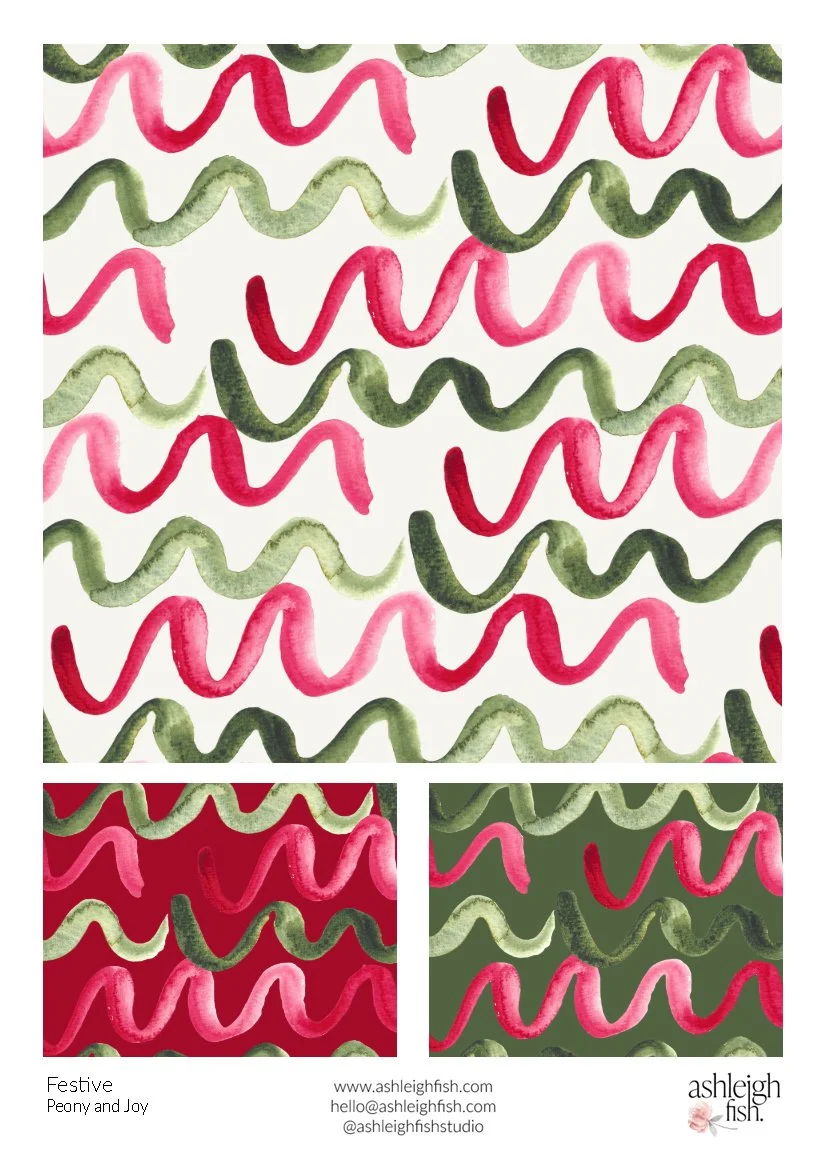 Festive zigzag pattern in red and green shades