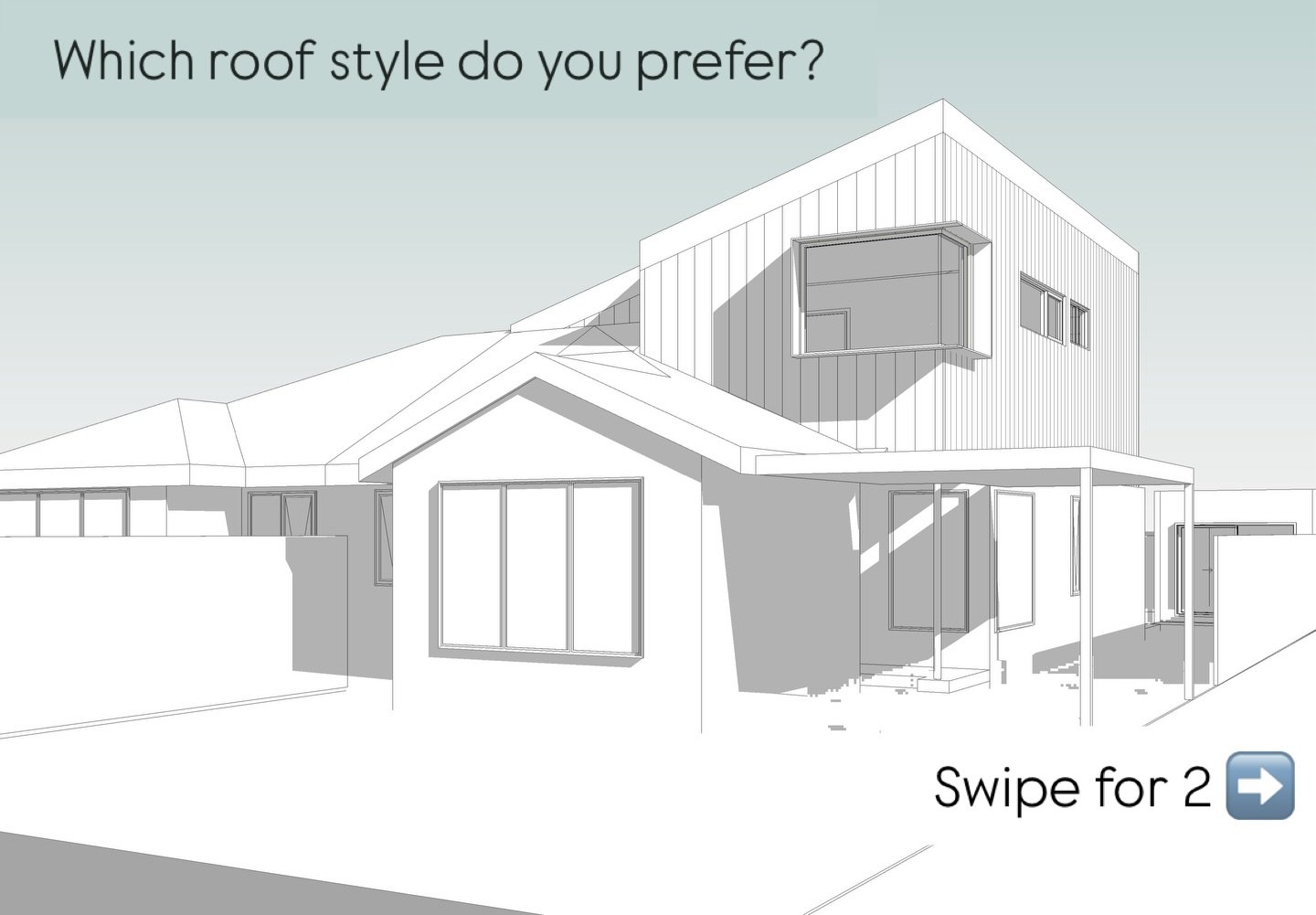 In the early concept design stage, l help our homeowner clients explore different design options, so that they can decide on their preferred design style by seeing the differences on paper. This may include an alternative floor plan layout or as in t